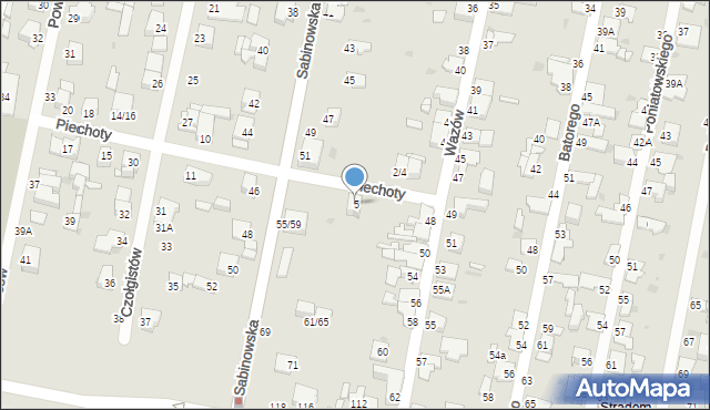 Częstochowa, Piechoty, 5/7, mapa Częstochowy