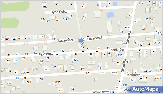 Częstochowa, Pionierów, 54A, mapa Częstochowy