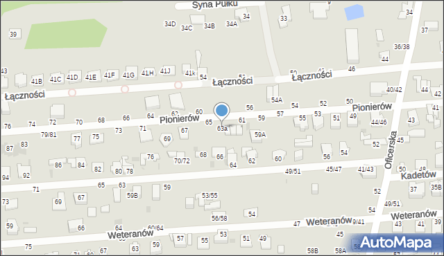 Częstochowa, Pionierów, 63a, mapa Częstochowy