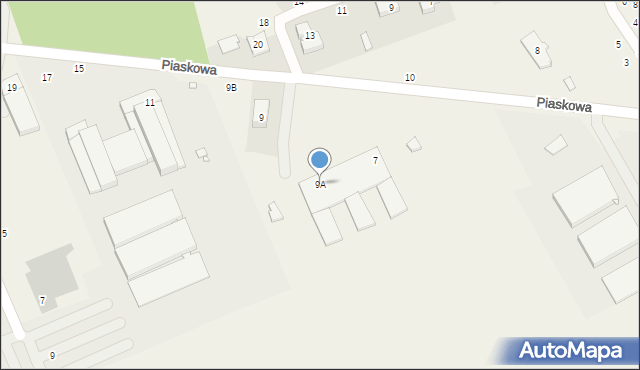 Dąbrowa, Piaskowa, 9A, mapa Dąbrowa