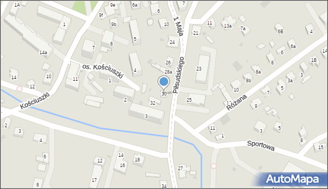 Dąbrowa Tarnowska, Piłsudskiego Józefa, marsz., 30, mapa Dąbrowa Tarnowska