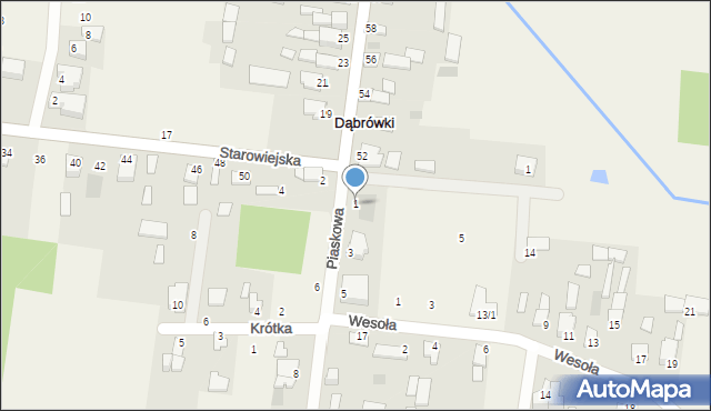 Dąbrówki, Piaskowa, 1, mapa Dąbrówki