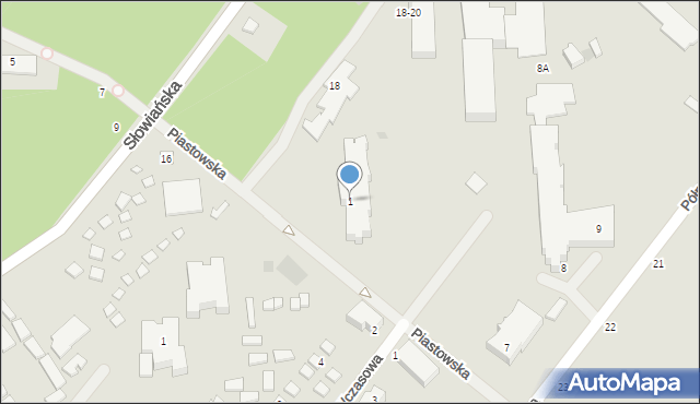 Darłowo, Piastowska, 1, mapa Darłowo