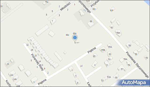 Długa Kościelna, Piękna, 7, mapa Długa Kościelna