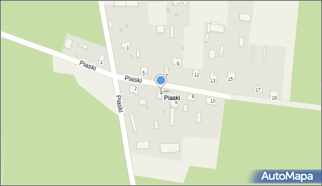 Długi Bród, Piaski, 4, mapa Długi Bród