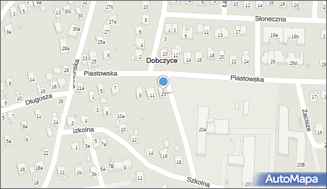 Dobczyce, Piastowska, 13, mapa Dobczyce