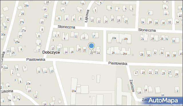 Dobczyce, Piastowska, 22, mapa Dobczyce