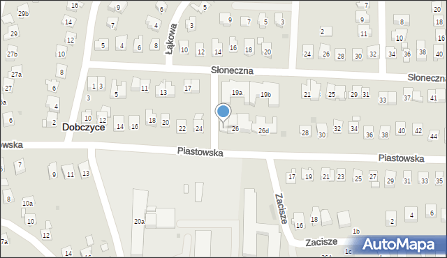 Dobczyce, Piastowska, 26a, mapa Dobczyce