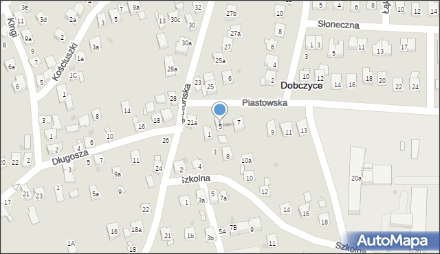 Dobczyce, Piastowska, 5, mapa Dobczyce