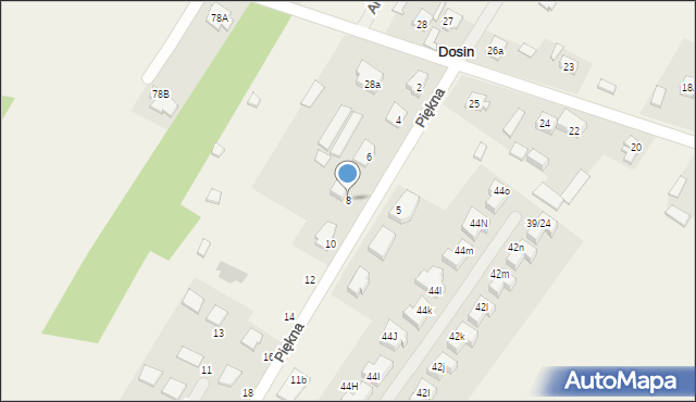 Dosin, Piękna, 8, mapa Dosin