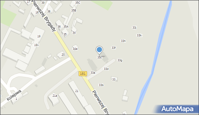 Drezdenko, Pierwszej Brygady, 33c, mapa Drezdenko