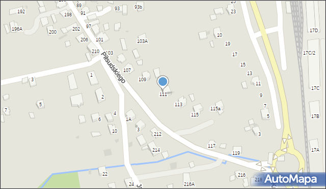 Dynów, Piłsudskiego Józefa, marsz., 111, mapa Dynów