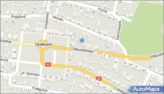 Działoszyn, Piłsudskiego Józefa, marsz., 1, mapa Działoszyn
