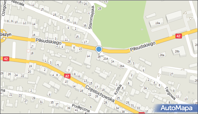 Działoszyn, Piłsudskiego Józefa, marsz., 16, mapa Działoszyn