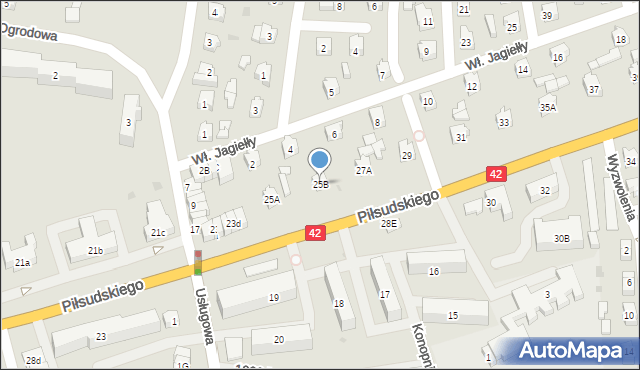Działoszyn, Piłsudskiego Józefa, marsz., 25B, mapa Działoszyn