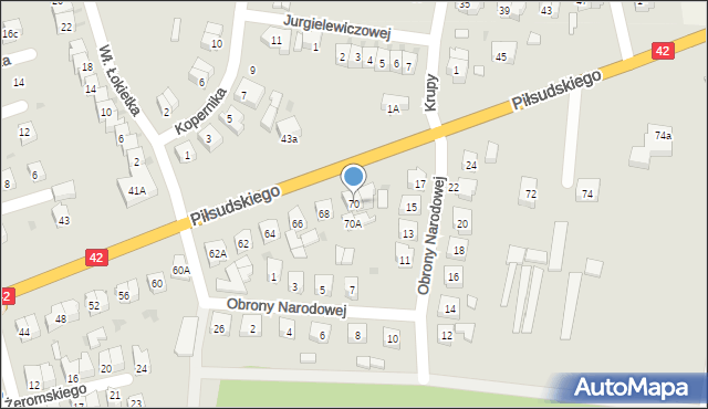 Działoszyn, Piłsudskiego Józefa, marsz., 70, mapa Działoszyn