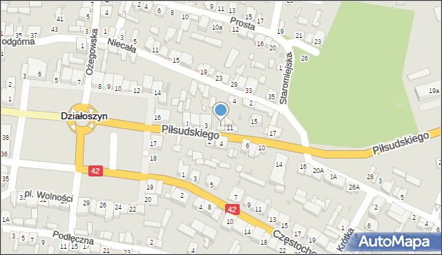 Działoszyn, Piłsudskiego Józefa, marsz., 9/11, mapa Działoszyn