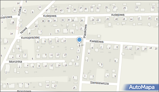 Dziergowice, Piaskowa, 9, mapa Dziergowice