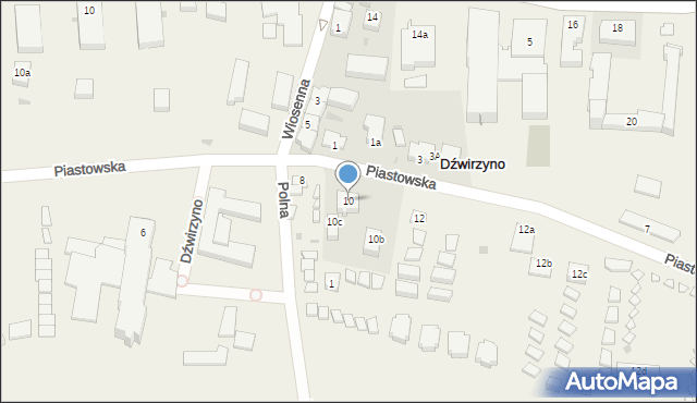 Dźwirzyno, Piastowska, 10, mapa Dźwirzyno