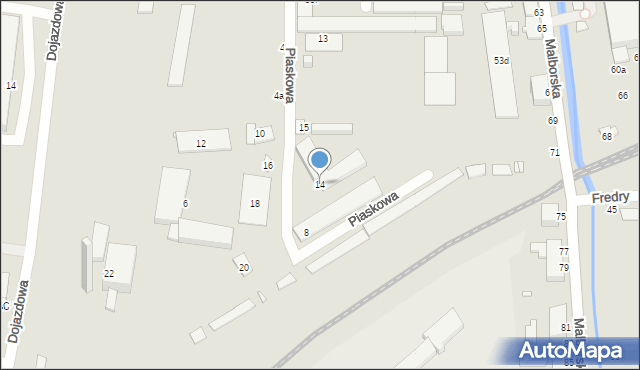 Elbląg, Piaskowa, 14, mapa Elbląga