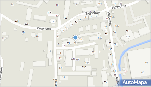 Elbląg, Piaskowa, 7c, mapa Elbląga