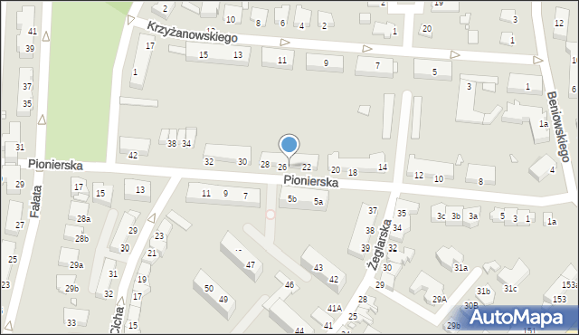 Elbląg, Pionierska, 24-26, mapa Elbląga