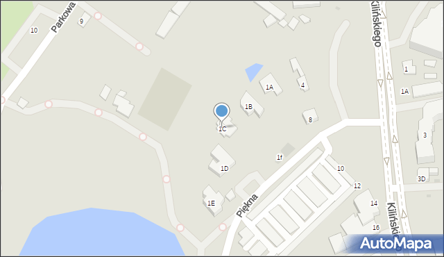 Ełk, Piękna, 1C, mapa Ełku