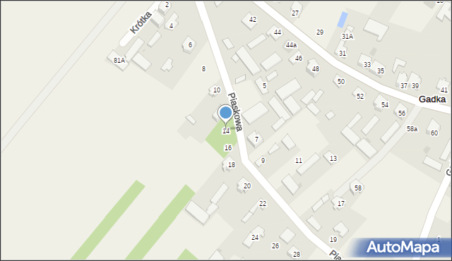 Gadka, Piaskowa, 14, mapa Gadka