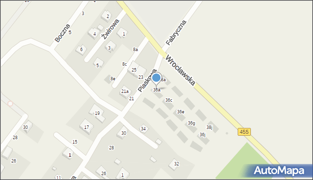 Gajków, Piaskowa, 36a, mapa Gajków