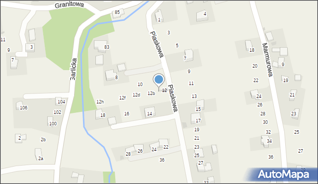Garlica Murowana, Piaskowa, 12a, mapa Garlica Murowana