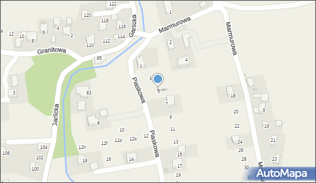 Garlica Murowana, Piaskowa, 5, mapa Garlica Murowana
