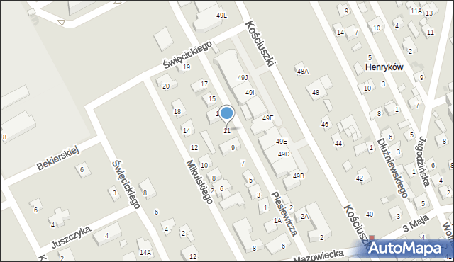 Garwolin, Piesiewicza-Czarnego Jana, 11, mapa Garwolin