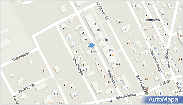 Garwolin, Piesiewicza-Czarnego Jana, 9, mapa Garwolin