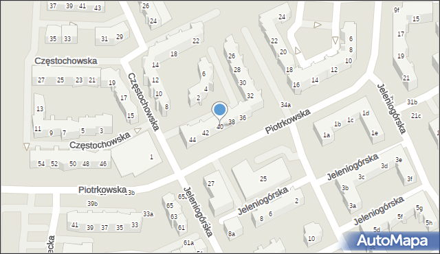 Gdańsk, Piotrkowska, 40, mapa Gdańska