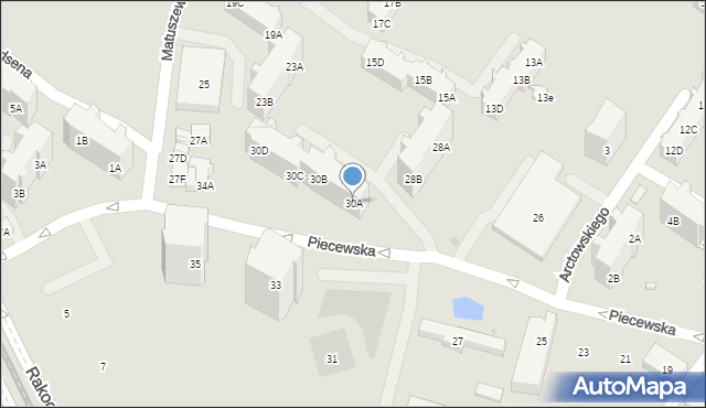 Gdańsk, Piecewska, 30A, mapa Gdańska