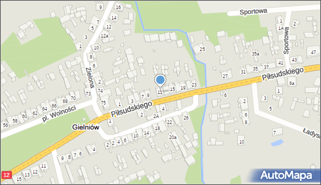Gielniów, Piłsudskiego Józefa, marsz., 11, mapa Gielniów