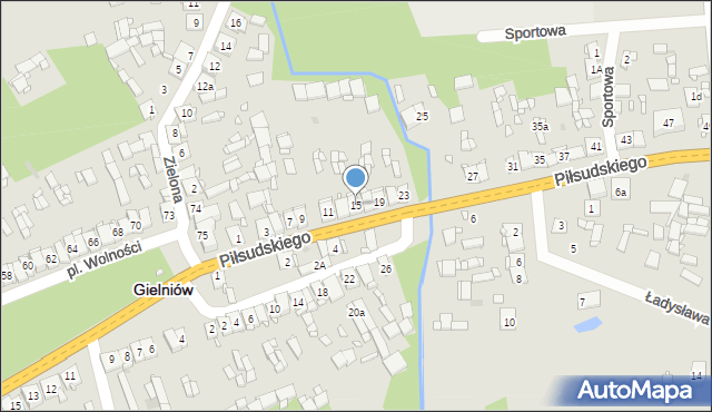 Gielniów, Piłsudskiego Józefa, marsz., 15, mapa Gielniów