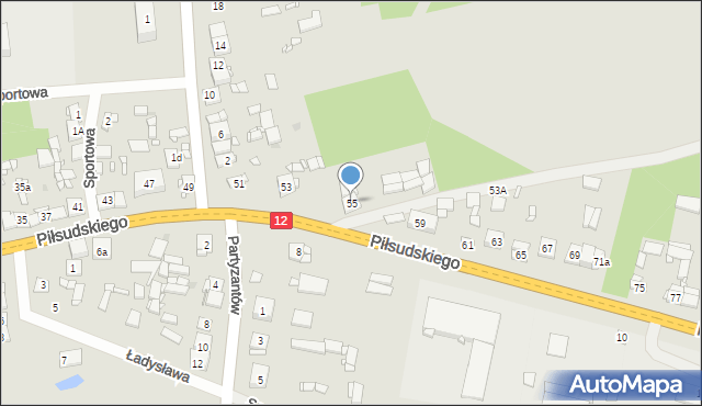 Gielniów, Piłsudskiego Józefa, marsz., 55, mapa Gielniów