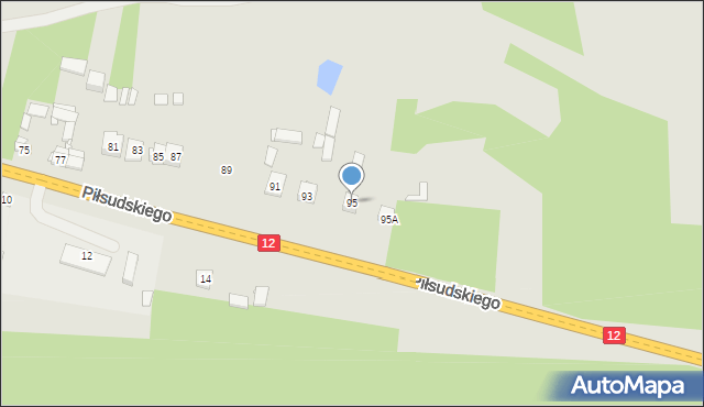 Gielniów, Piłsudskiego Józefa, marsz., 95, mapa Gielniów