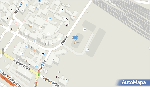 Gliwice, Piwna, 8, mapa Gliwic