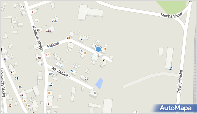 Gliwice, Piękna, 12, mapa Gliwic