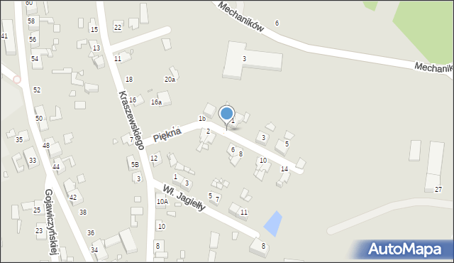 Gliwice, Piękna, 1a, mapa Gliwic