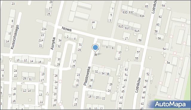 Gliwice, Piastowska, 38, mapa Gliwic