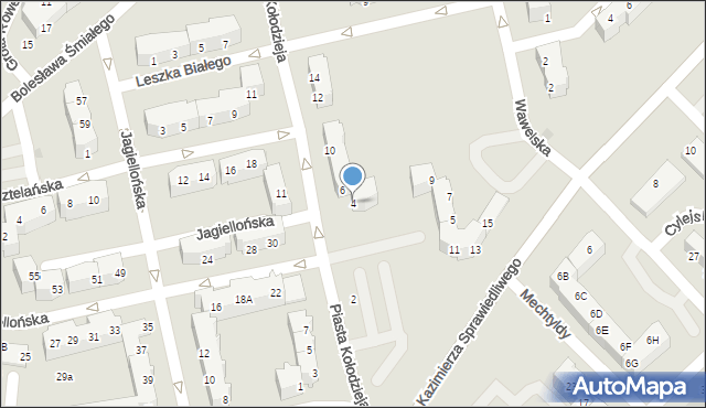 Głogów, Piasta Kołodzieja, 4, mapa Głogów