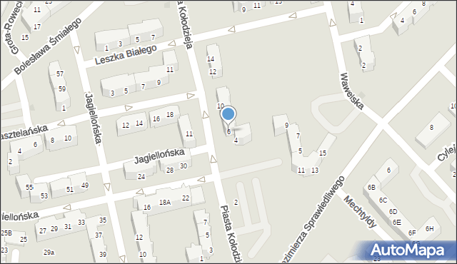 Głogów, Piasta Kołodzieja, 6, mapa Głogów