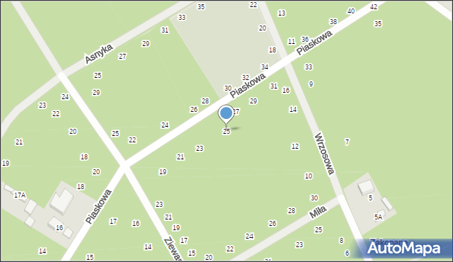 Głowno, Piaskowa, 25, mapa Głowno