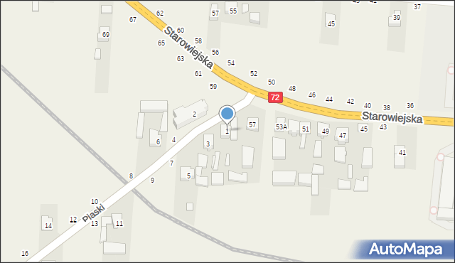 Głuchów, Piaski, 1, mapa Głuchów