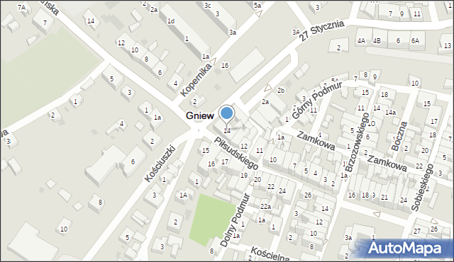 Gniew, Piłsudskiego Józefa, marsz., 14, mapa Gniew