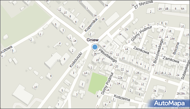 Gniew, Piłsudskiego Józefa, marsz., 15, mapa Gniew