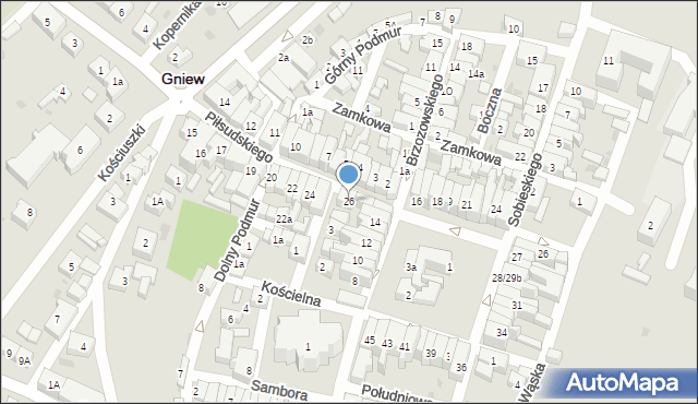 Gniew, Piłsudskiego Józefa, marsz., 26, mapa Gniew